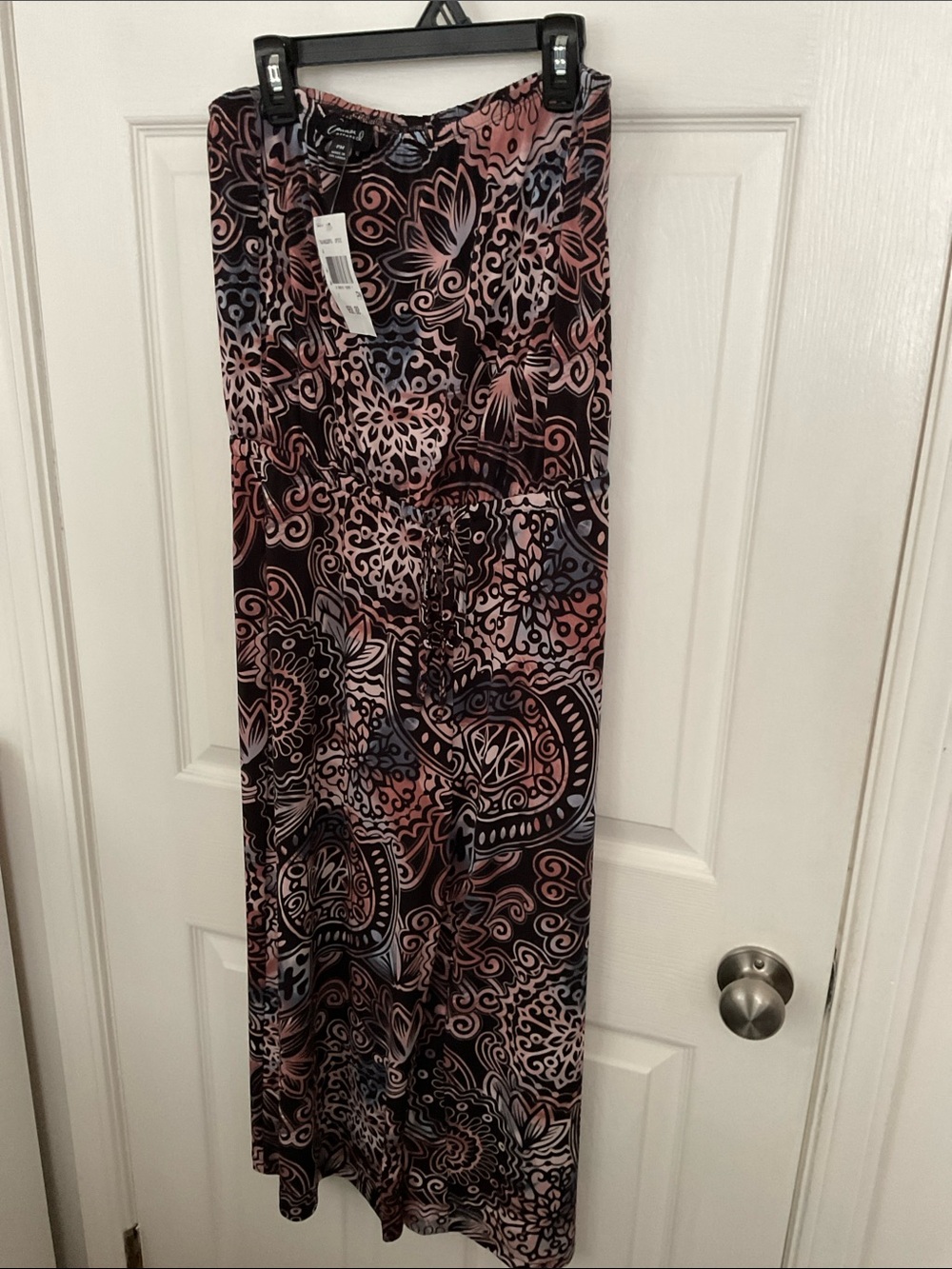 connected apparel Pink and Black Paisley Maxi Skirt